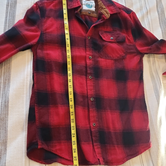 Plaid 100% Cotton Brushed Flannel Shirt with Corduroy Contrast Accents - Picture 4 of 8